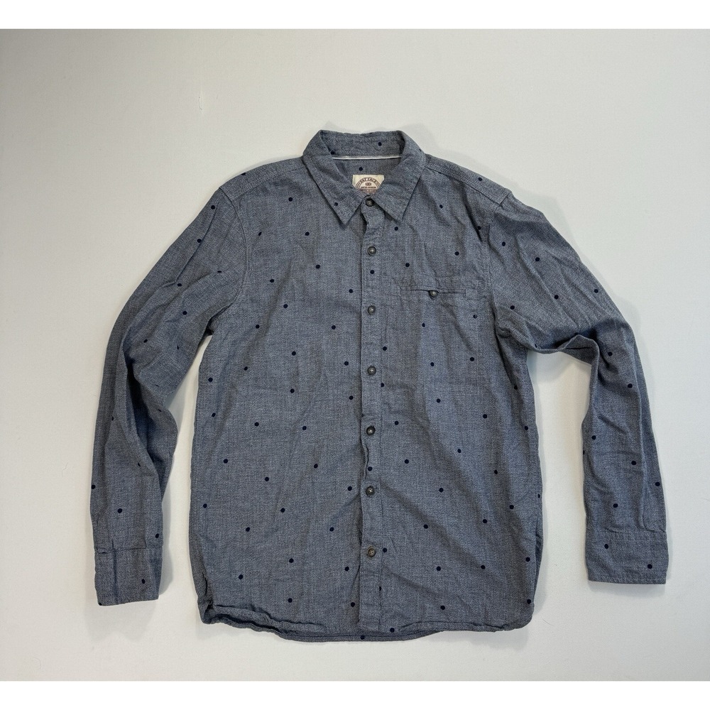 Fat Face Mens Medium Button Down Shirt Navy Blue Polka Dot Cotton Casual Modern